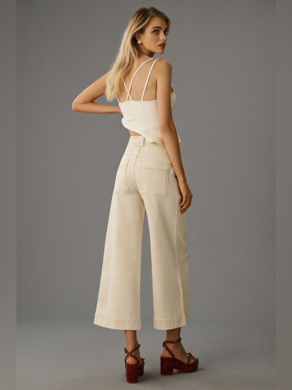 Pilcro by Anthropologie High-Rise Crop Wide-Leg Utility Jeans in Neutral - 26 - Picture 3 of 7
